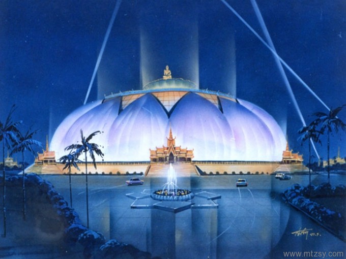 泰國(guó)寶蓮佛座夜景